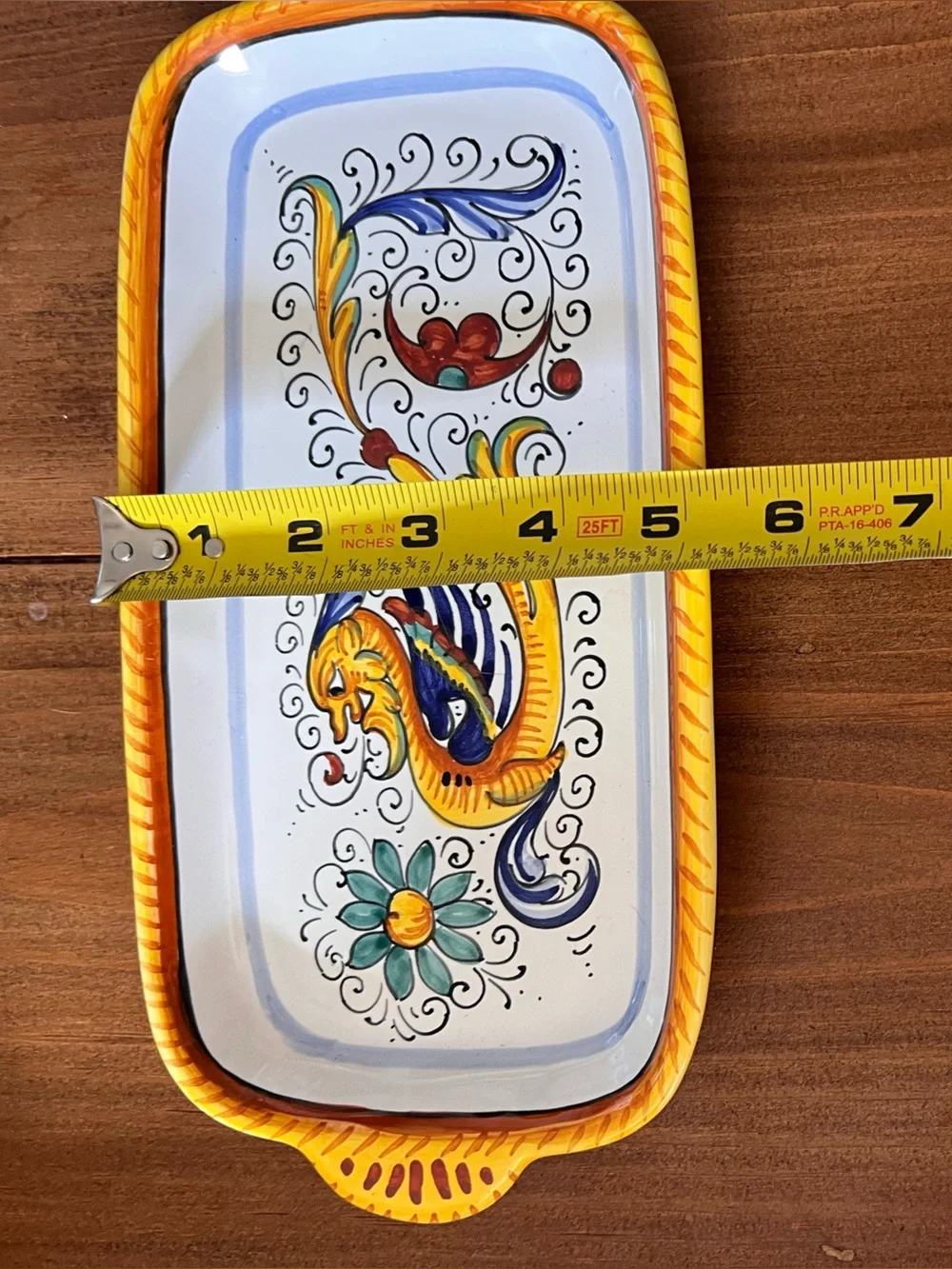 Vietri Italy Ceramic Serving Tray Raffaellesco Dragon @11”x 5”